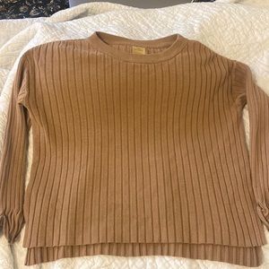 Zara Knitwear Brown Ribbed Top Long Sleeve